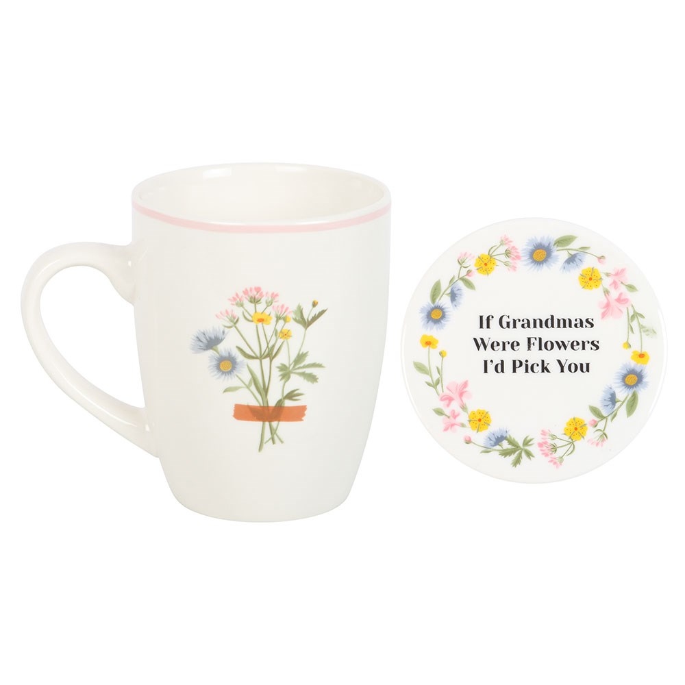 Something Different - If Grandmas Were Flowers Floral Mug and coaster set - Multicolours
